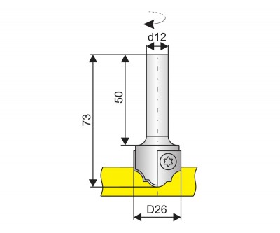 Фреза концевая для обработки фигурного паза глубиной до 15 мм