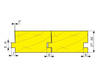 Фрезы для обработки паза и гребня половой доски толщиной 27…55 мм
