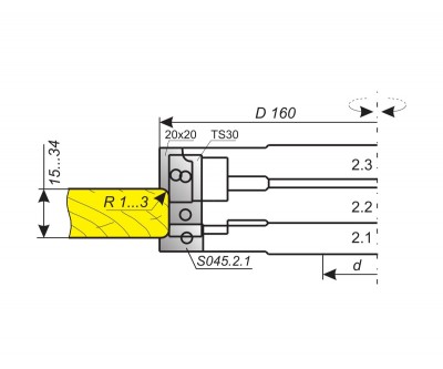 Фрезы для обработки кромок деталей толщиной 15…34 мм c фасками R1…R3