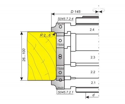 Фрезы для обработки кромок деталей толщиной 26…100 мм c фасками R2…R7