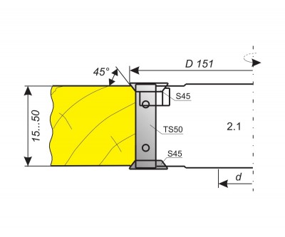 Фрезы для обработки деталей толщиной 15…50 мм с фасками 45°