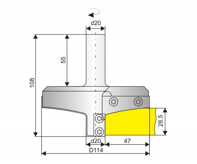 Фреза концевая для профильной обработки детали толщиной до 28,5 мм