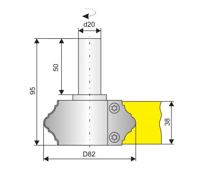 Фреза концевая для профильной обработки детали толщиной до 38 мм