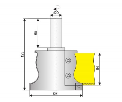Фреза концевая для профильной обработки ламинированных плит толщиной 54 мм