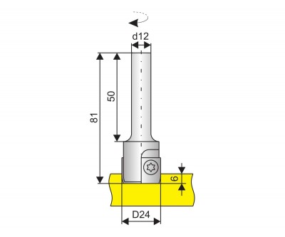 Фреза концевая для обработки фигурного паза глубиной до 6 мм