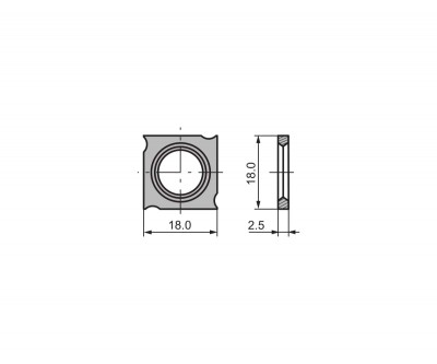 Сменная твердосплавная пластина CERATIZIT 18х18х2,5 мм для пазовых фрез (KCR08)