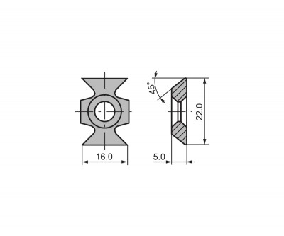 Сменная твердосплавная пластина CERATIZIT 22х16х5 мм для снятия фасок 45° (KCR08)